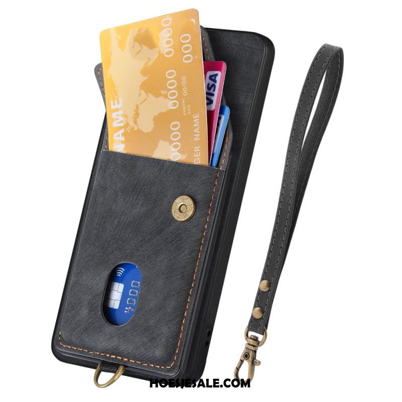 Hoesje Samsung Galaxy A17 4g / 5g Suède-look Met Kaarthouder En Draagkoord