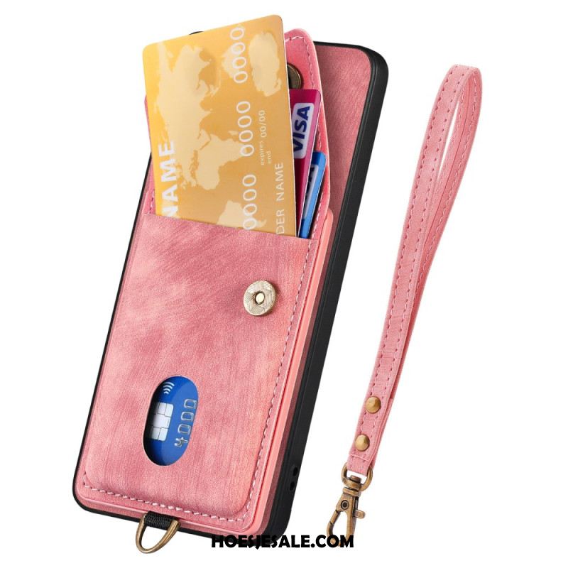 Hoesje Samsung Galaxy A17 4g / 5g Suède-look Met Kaarthouder En Draagkoord