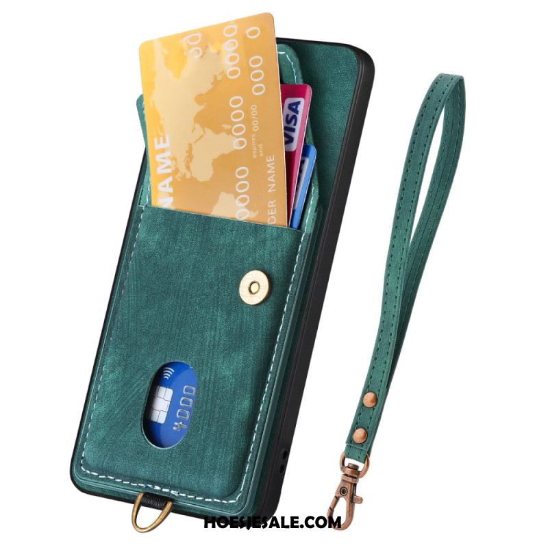 Hoesje Samsung Galaxy A17 4g / 5g Suède-look Met Kaarthouder En Draagkoord