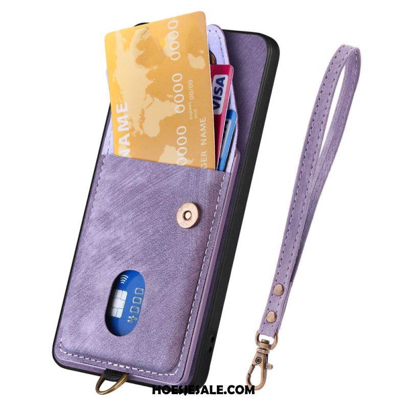 Hoesje Samsung Galaxy A17 4g / 5g Suède-look Met Kaarthouder En Draagkoord