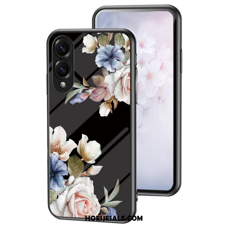Hoesje Samsung Galaxy S25 5g Edge Bloemenpatroon Van Gehard Glas Bescherming Hoesje
