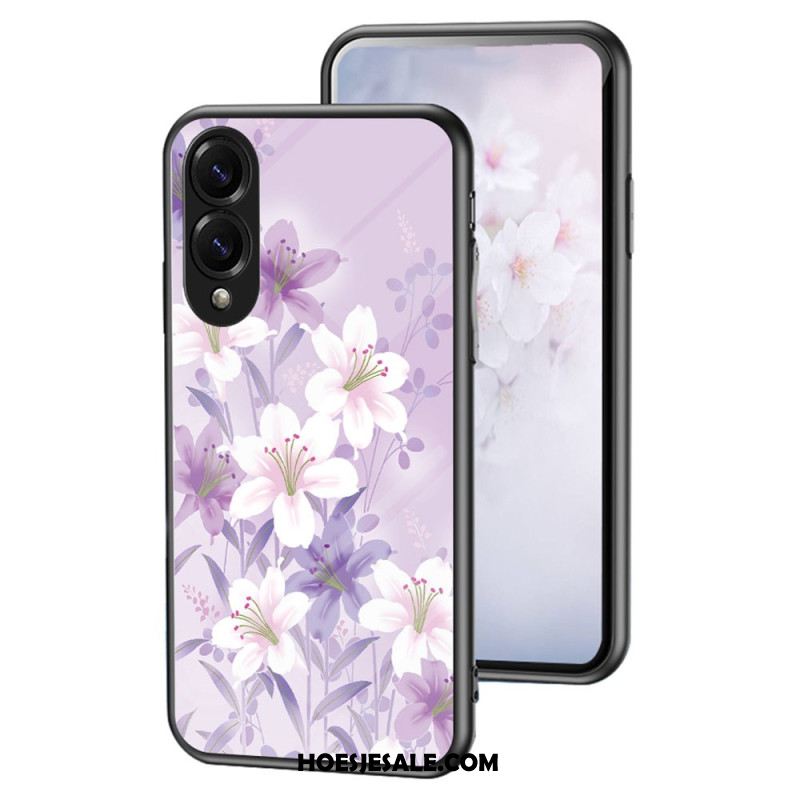 Hoesje Samsung Galaxy S25 5g Edge Bloemenpatroon Van Gehard Glas Bescherming Hoesje