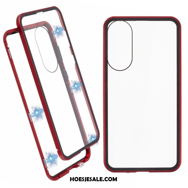 Hoesje Samsung Galaxy S25 5g Edge Gehard Glas En Magnetisch Frame Bescherming Hoesje