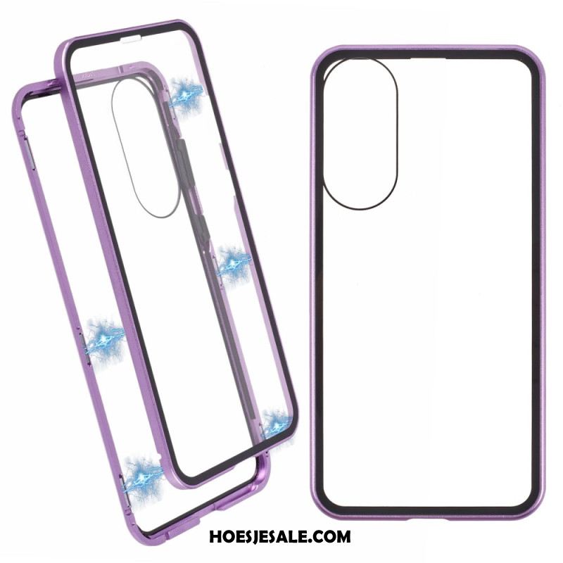 Hoesje Samsung Galaxy S25 5g Edge Gehard Glas En Magnetisch Frame Bescherming Hoesje