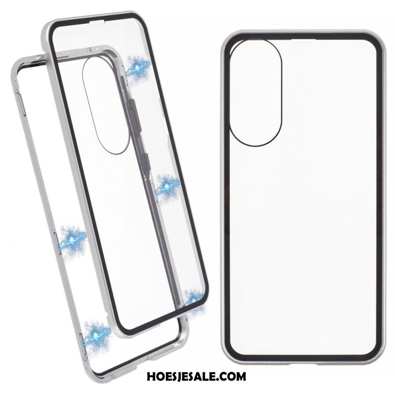 Hoesje Samsung Galaxy S25 5g Edge Gehard Glas En Magnetisch Frame Bescherming Hoesje