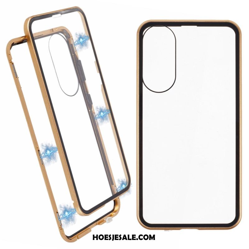 Hoesje Samsung Galaxy S25 5g Edge Gehard Glas En Magnetisch Frame Bescherming Hoesje