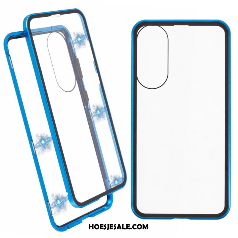 Hoesje Samsung Galaxy S25 5g Edge Gehard Glas En Magnetisch Frame Bescherming Hoesje