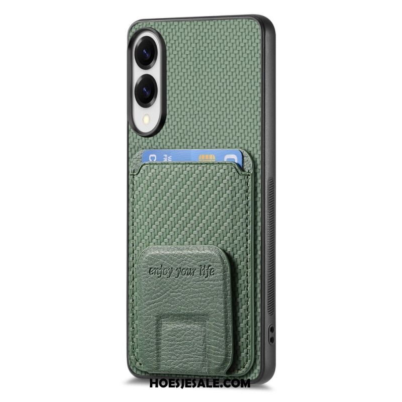 Hoesje Samsung Galaxy S25 5g Edge Kaarthouder Met Koolstofvezeltextuur En Geïntegreerde Standaard