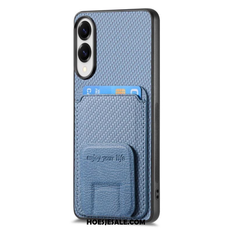 Hoesje Samsung Galaxy S25 5g Edge Kaarthouder Met Koolstofvezeltextuur En Geïntegreerde Standaard