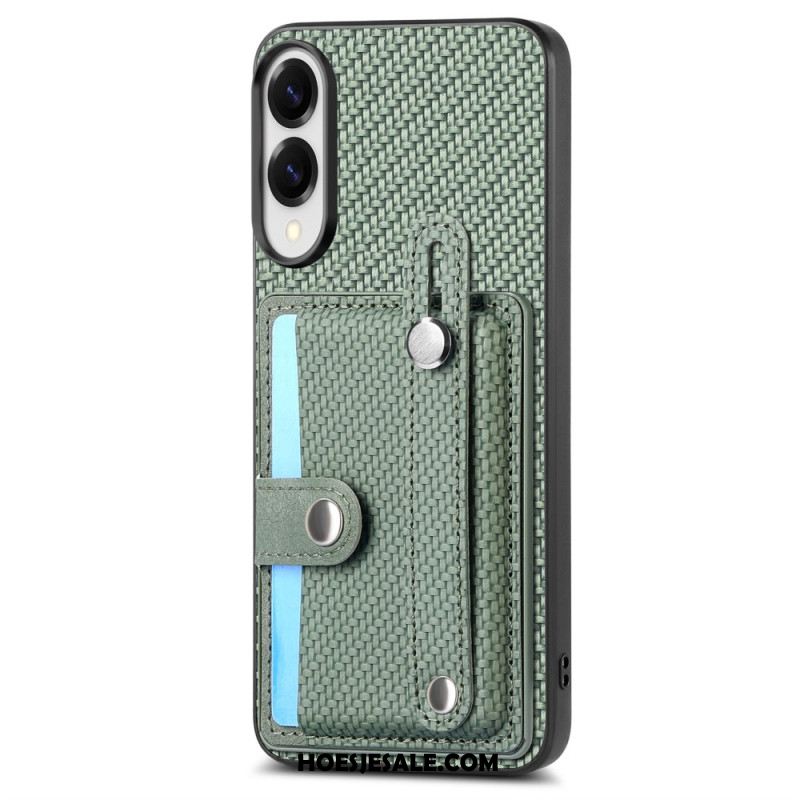 Hoesje Samsung Galaxy S25 5g Edge Koolstofvezel Met Kaarthouder En Riemhouder