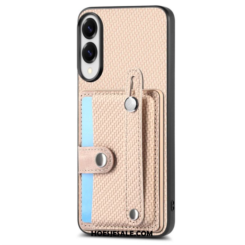 Hoesje Samsung Galaxy S25 5g Edge Koolstofvezel Met Kaarthouder En Riemhouder