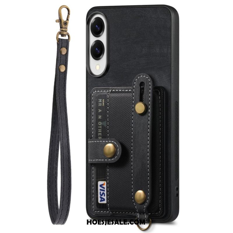 Hoesje Samsung Galaxy S25 5g Edge Retro Kaarthouder En Polsband Bescherming Hoesje