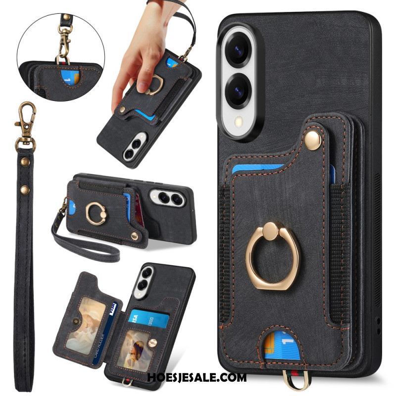 Hoesje Samsung Galaxy S25 5g Edge Retro Rfid-kaarthouder En Draagkoord