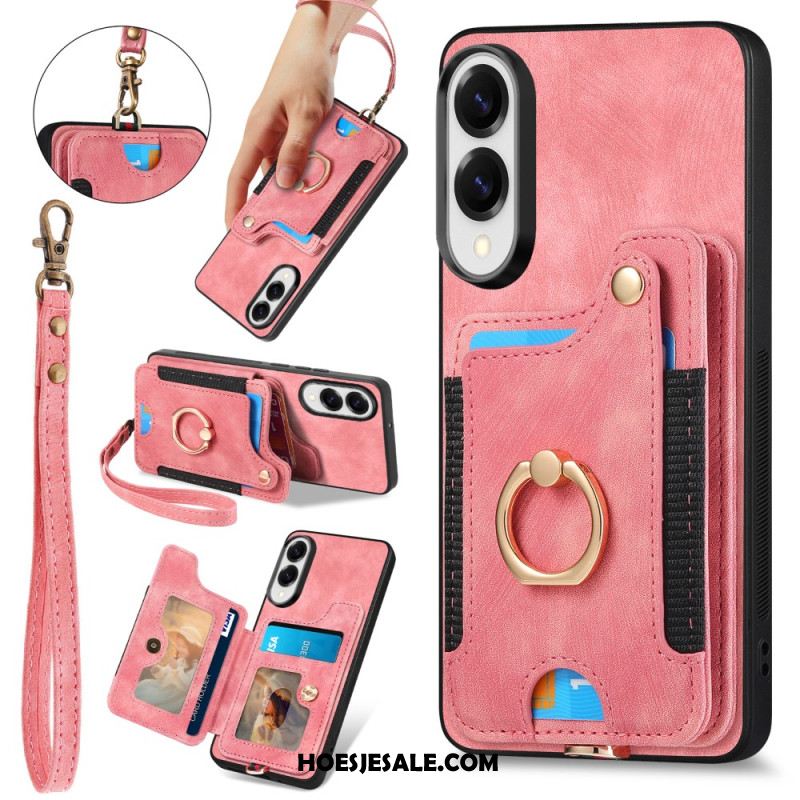 Hoesje Samsung Galaxy S25 5g Edge Retro Rfid-kaarthouder En Draagkoord