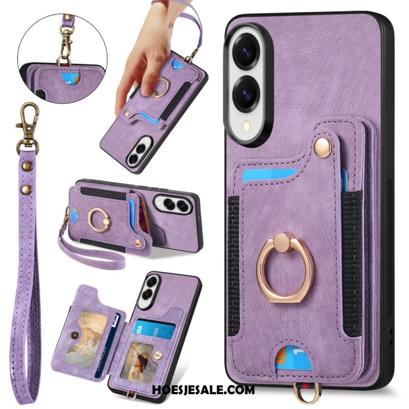 Hoesje Samsung Galaxy S25 5g Edge Retro Rfid-kaarthouder En Draagkoord