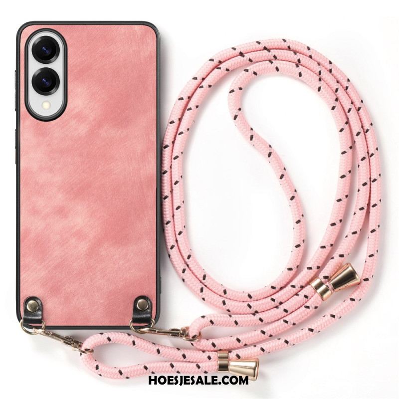 Hoesje Samsung Galaxy S25 5g Edge Vintage Koord Met Leerlook