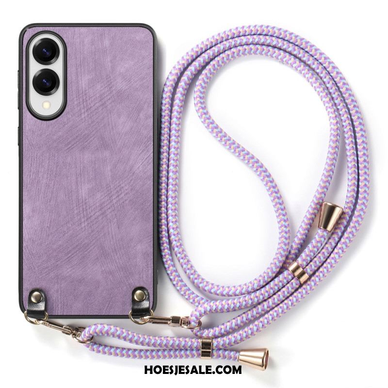 Hoesje Samsung Galaxy S25 5g Edge Vintage Koord Met Leerlook