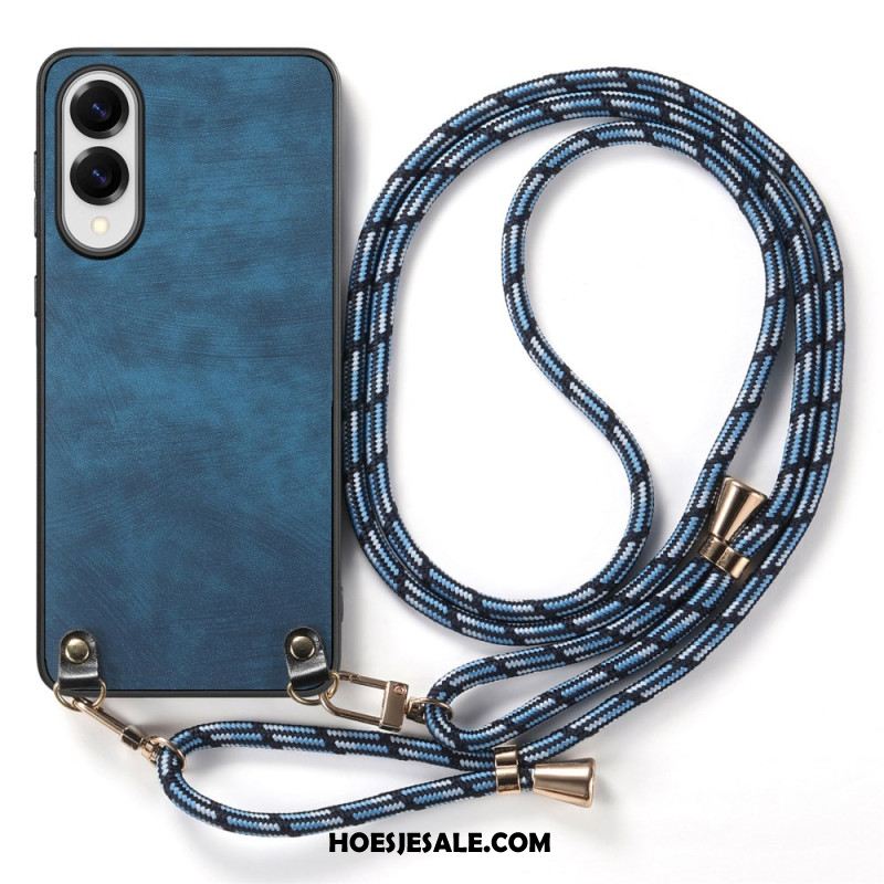 Hoesje Samsung Galaxy S25 5g Edge Vintage Koord Met Leerlook