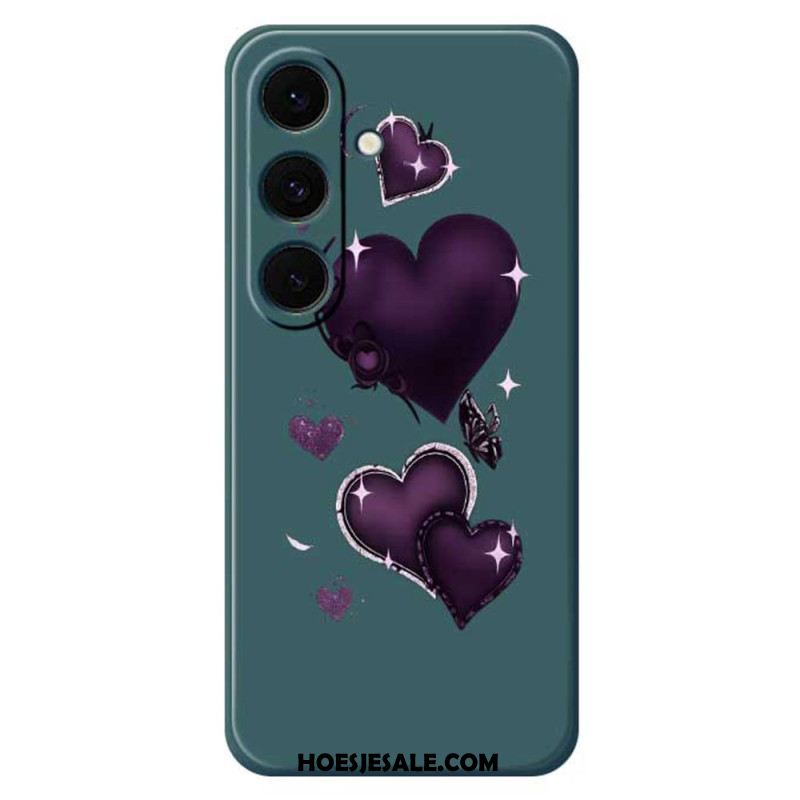 Hoesje Samsung Galaxy S25 Fe Siliconen Met Paarse Hartjes
