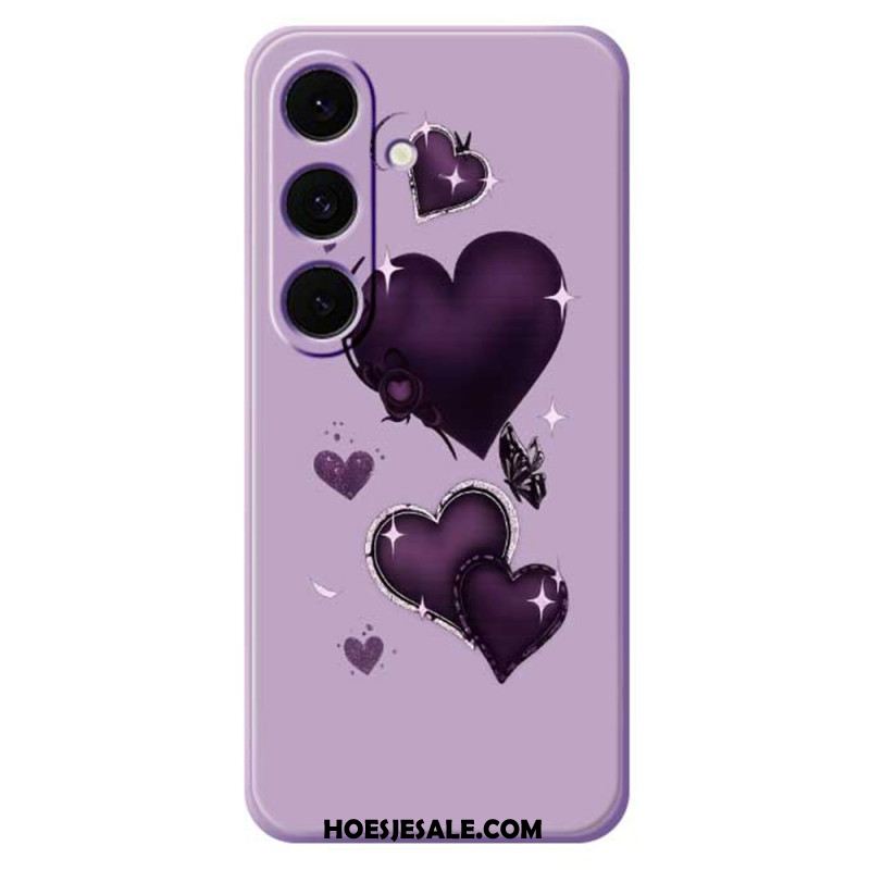 Hoesje Samsung Galaxy S25 Fe Siliconen Met Paarse Hartjes