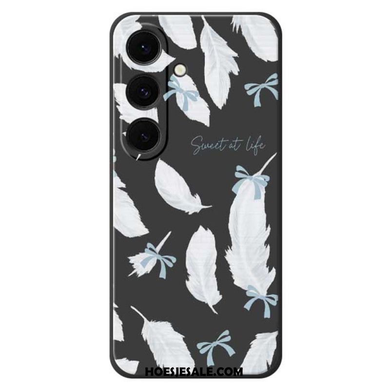 Hoesje Samsung Galaxy S25 Fe Siliconen Met Witte Veren