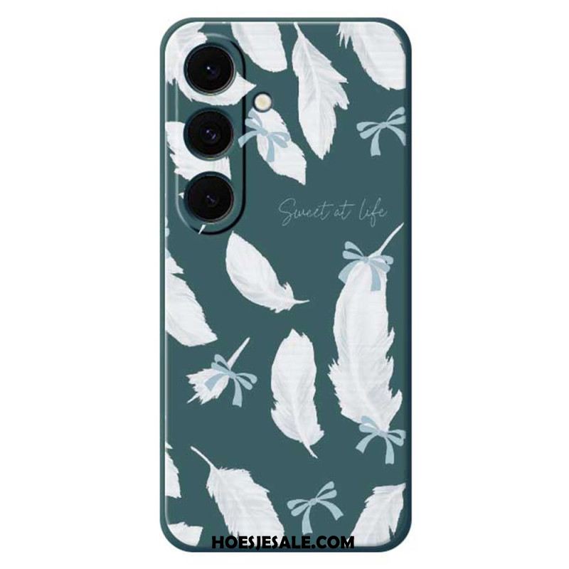 Hoesje Samsung Galaxy S25 Fe Siliconen Met Witte Veren