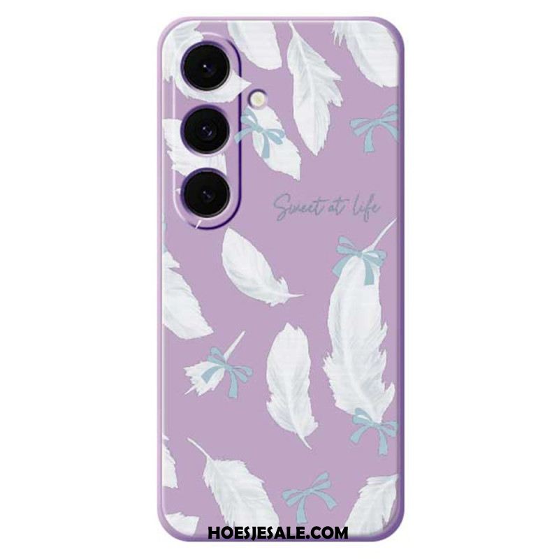 Hoesje Samsung Galaxy S25 Fe Siliconen Met Witte Veren