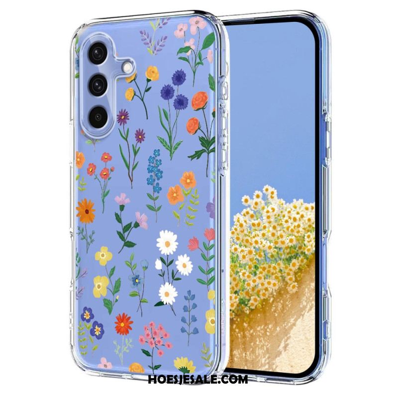Hoesje Samsung Galaxy S25 Fe Transparant Bloemen- En Vlinderdesign Bescherming Hoesje