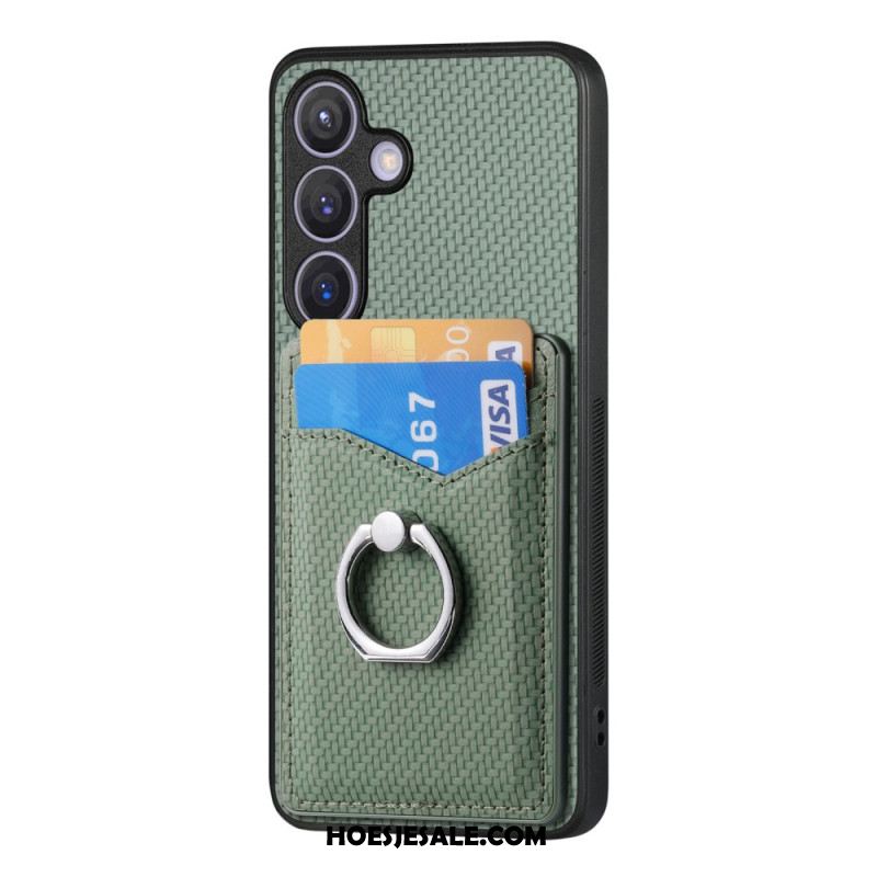Hoesje Samsung Galaxy S25 Plus 5g Kaarthouder En Ringhouder Van Koolstofvezel