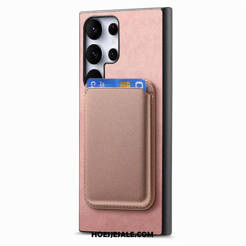 Hoesje Samsung Galaxy S25 Ultra 5g Afneembare Magnetische Kaarthouder In Suède-stijl