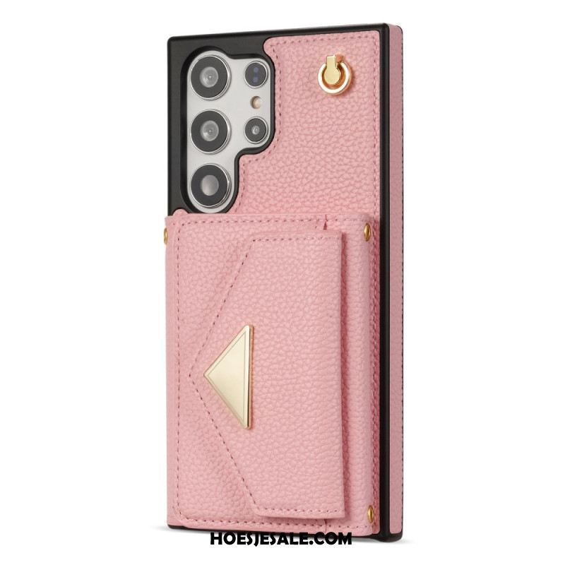 Hoesje Samsung Galaxy S25 Ultra 5g Lederlook Met Kaarthouder En Bandje