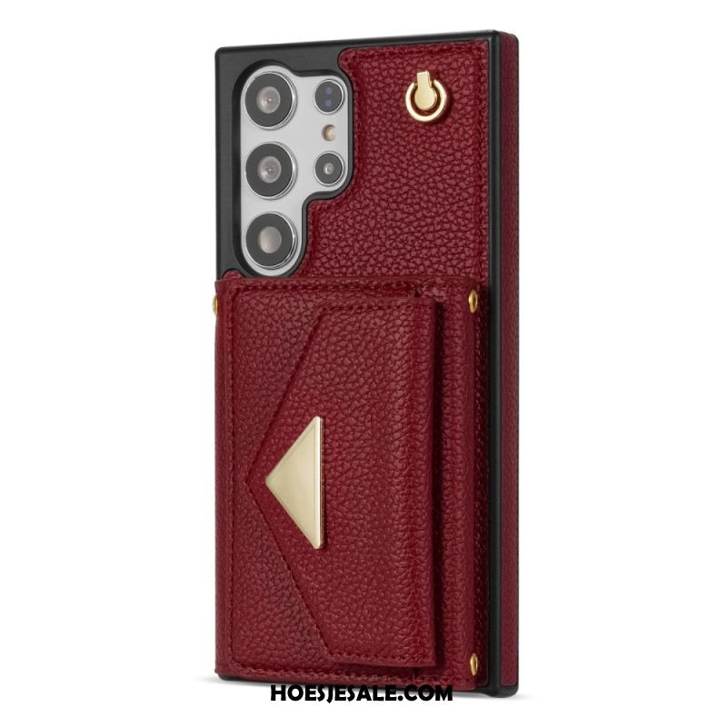 Hoesje Samsung Galaxy S25 Ultra 5g Lederlook Met Kaarthouder En Bandje