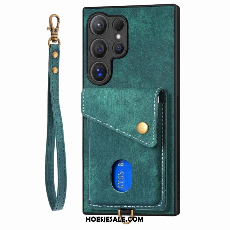 Hoesje Samsung Galaxy S25 Ultra 5g Suède-look Met Kaarthouder Standaard