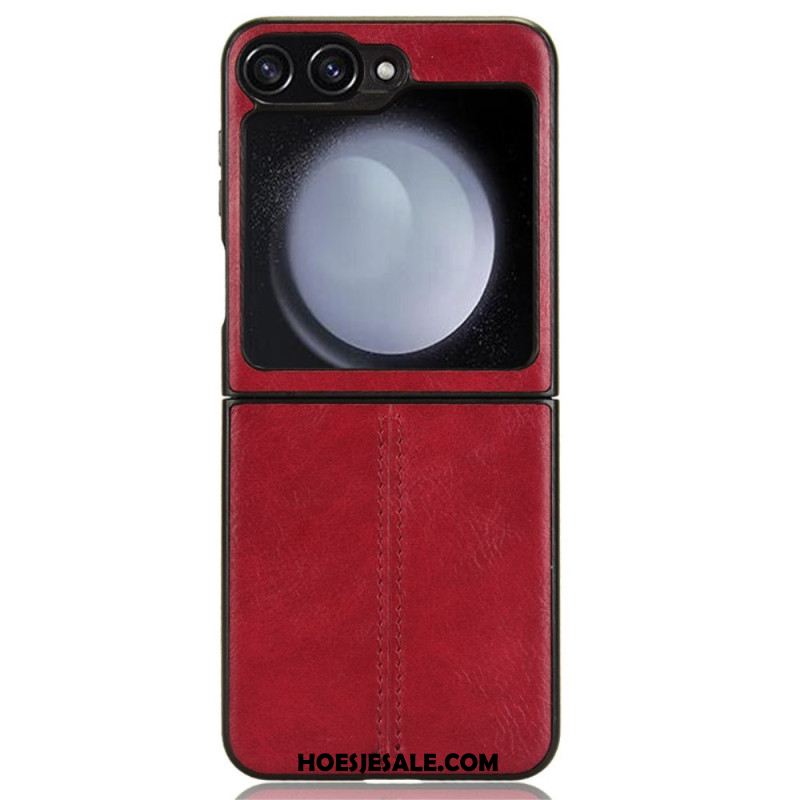 Hoesje Samsung Galaxy Z Flip 6 Kunstleer Stiksel Bescherming Hoesje