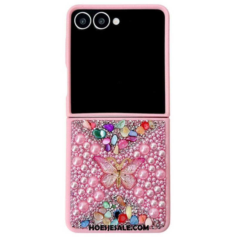 Hoesje Samsung Galaxy Z Flip 7 Decoratie Met Strass-vlinder