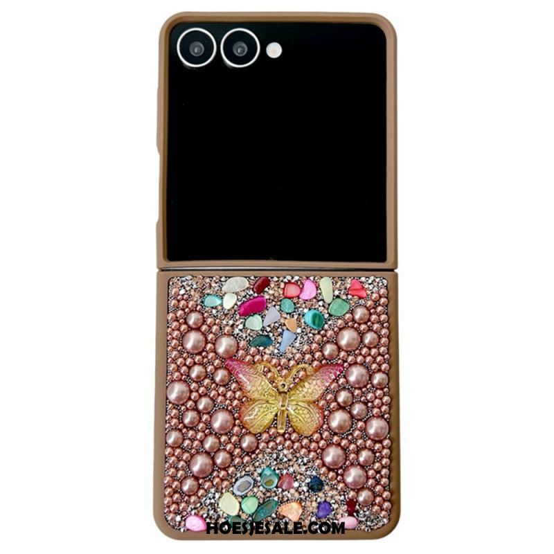Hoesje Samsung Galaxy Z Flip 7 Decoratie Met Strass-vlinder