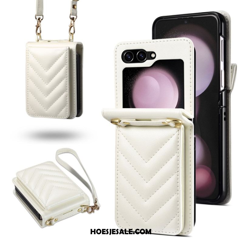 Hoesje Samsung Galaxy Z Flip 7 Fe Gewatteerde Kaarthouder En Schouderband