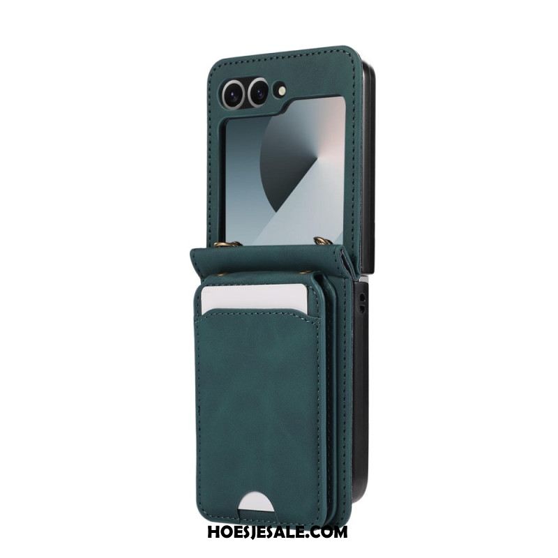 Hoesje Samsung Galaxy Z Flip 7 Fe Kaarthouder En Schouderband Bescherming Hoesje