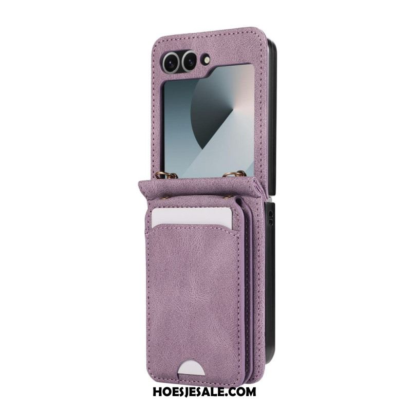 Hoesje Samsung Galaxy Z Flip 7 Fe Kaarthouder En Schouderband Bescherming Hoesje