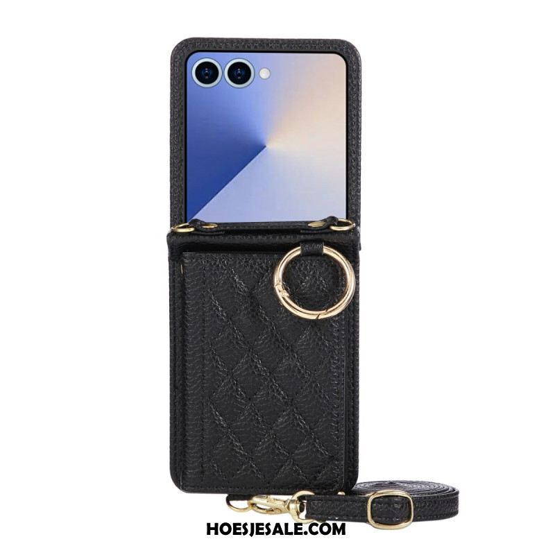 Hoesje Samsung Galaxy Z Flip 7 Gewatteerde Portemonnee Met Schouderband