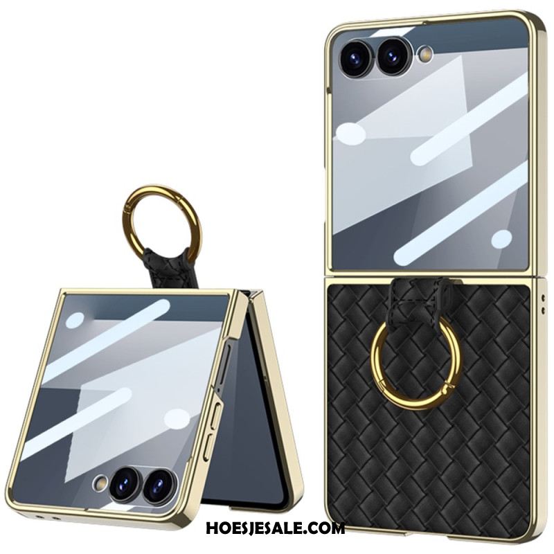 Hoesje Samsung Galaxy Z Flip 7 Geweven Textuur Met Ringhouder