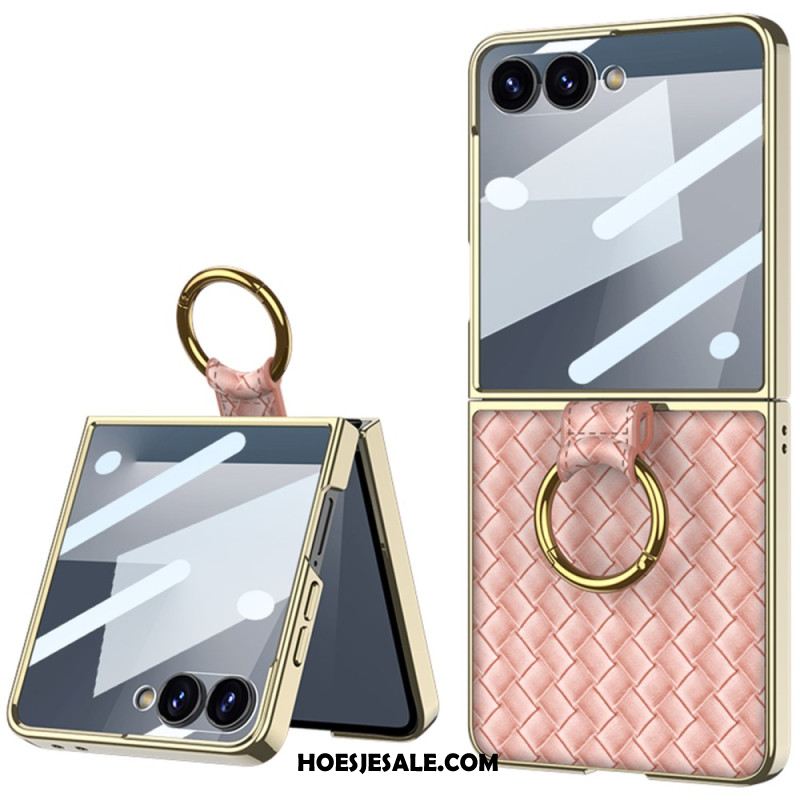 Hoesje Samsung Galaxy Z Flip 7 Geweven Textuur Met Ringhouder