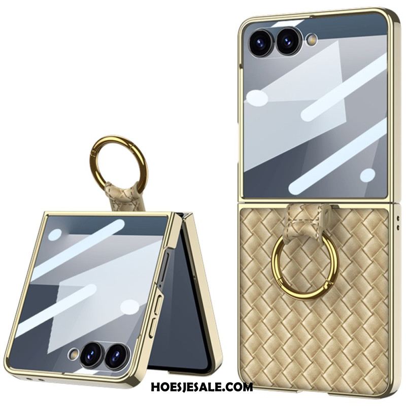 Hoesje Samsung Galaxy Z Flip 7 Geweven Textuur Met Ringhouder