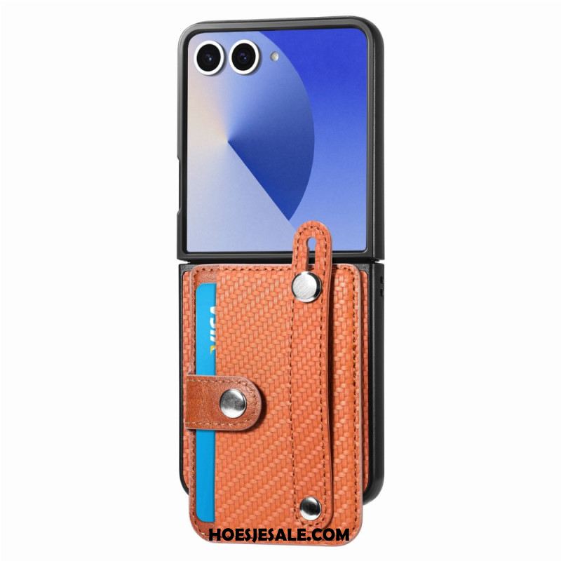 Hoesje Samsung Galaxy Z Flip 7 Kaarthouder Van Koolstofvezel