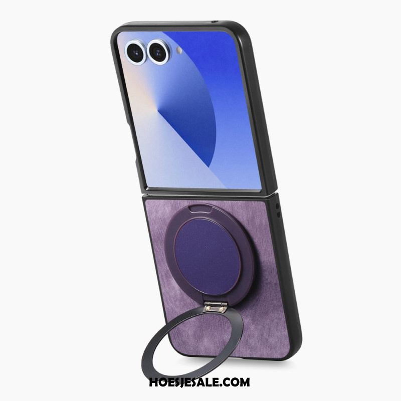 Hoesje Samsung Galaxy Z Flip 7 Leereffect Met Draaibare Standaard