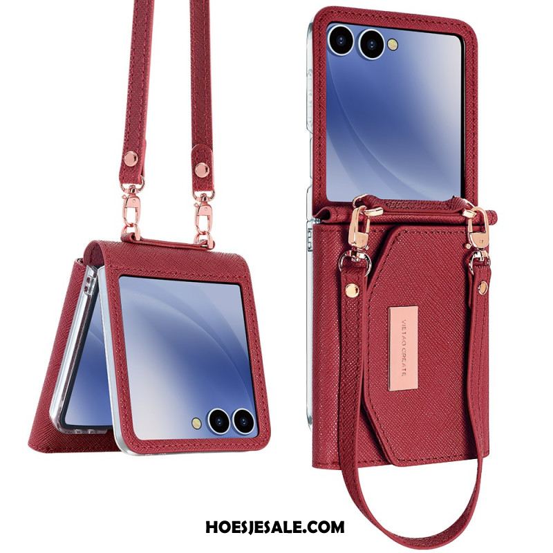 Hoesje Samsung Galaxy Z Flip 7 Portemonnee En Riem Bescherming Hoesje