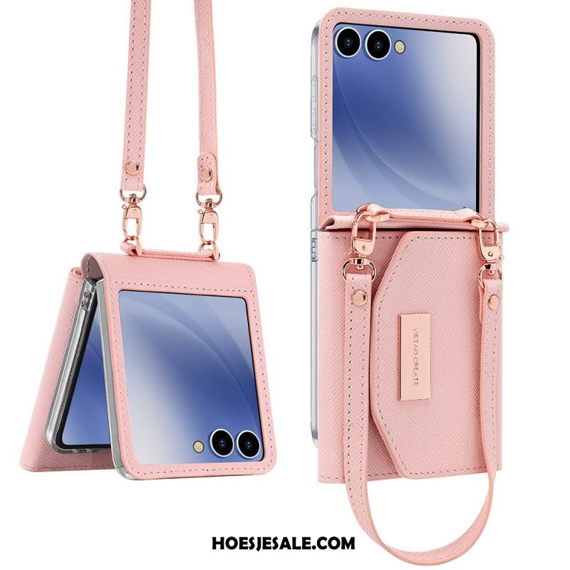 Hoesje Samsung Galaxy Z Flip 7 Portemonnee En Riem Bescherming Hoesje