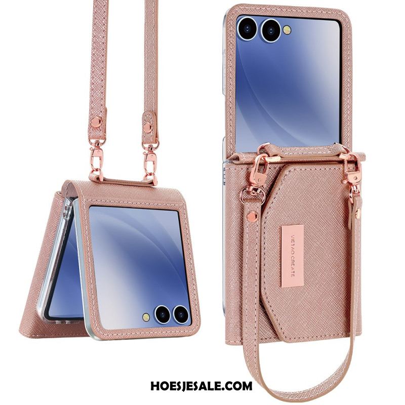 Hoesje Samsung Galaxy Z Flip 7 Portemonnee En Riem Bescherming Hoesje