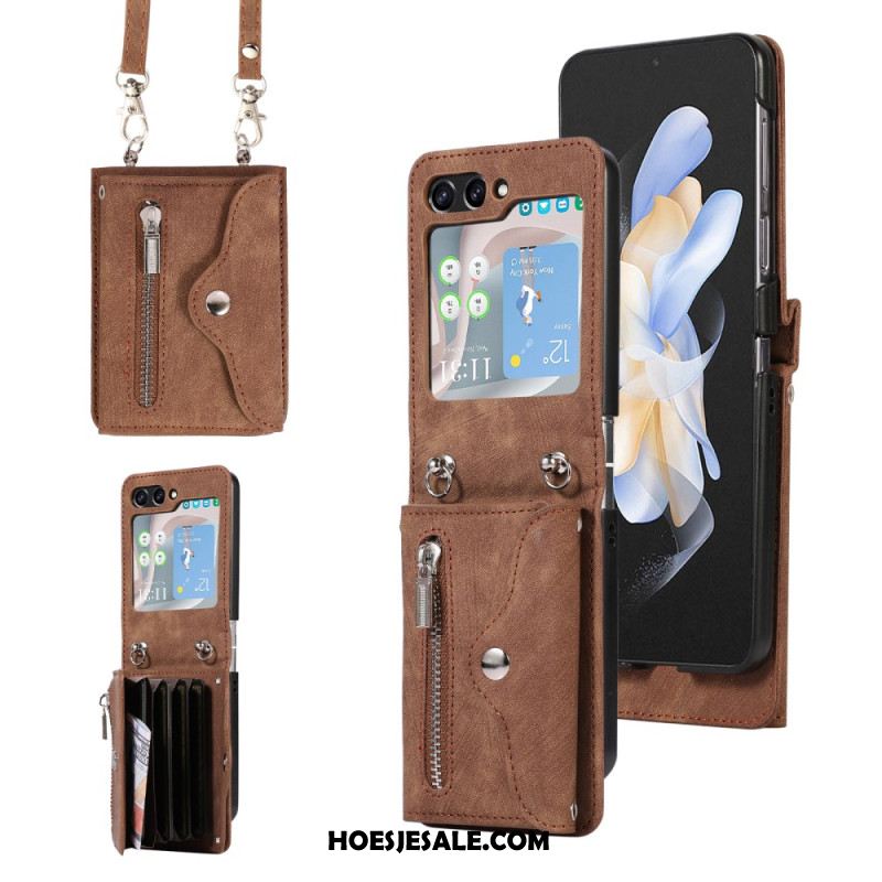 Hoesje Samsung Galaxy Z Flip 7 Portemonnee Met Draagkoord En Schouderband