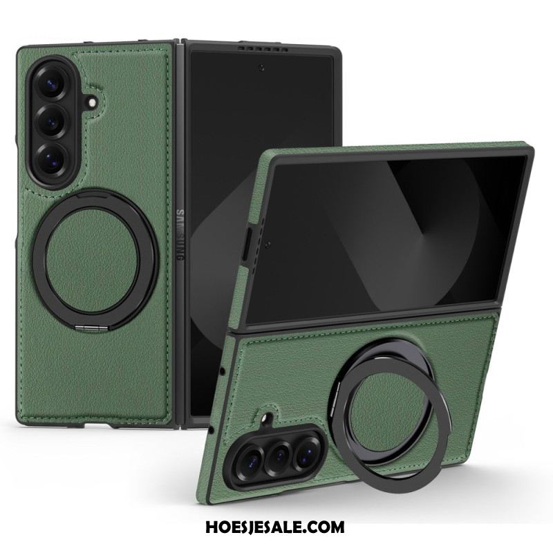 Hoesje Samsung Galaxy Z Fold 7 Magsafe-compatibel Lederlook Met Draaibare Ringhouder Bescherming Hoesje